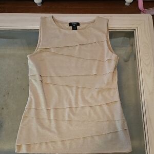 Shimmering Gold Tank Top with Elegant layers creating a flattering fit!